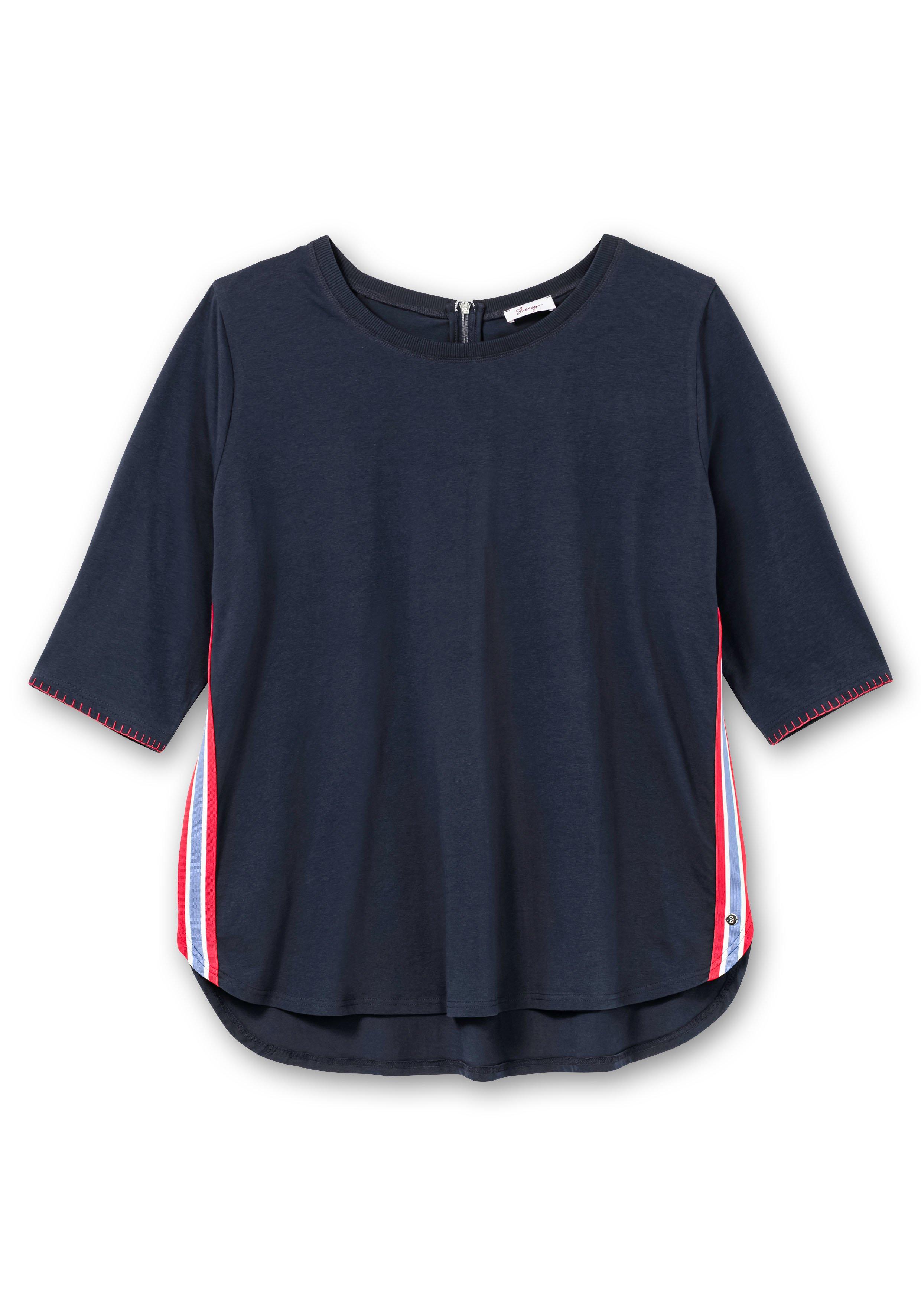 Longshirt mit Galonstreifen seitlich