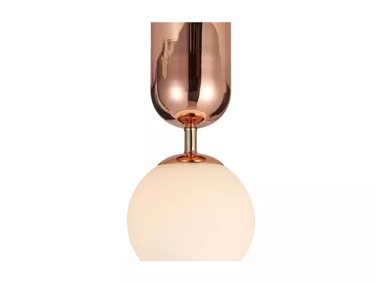 Suspension boule en verre opaque et métal cuivré - GLOBE