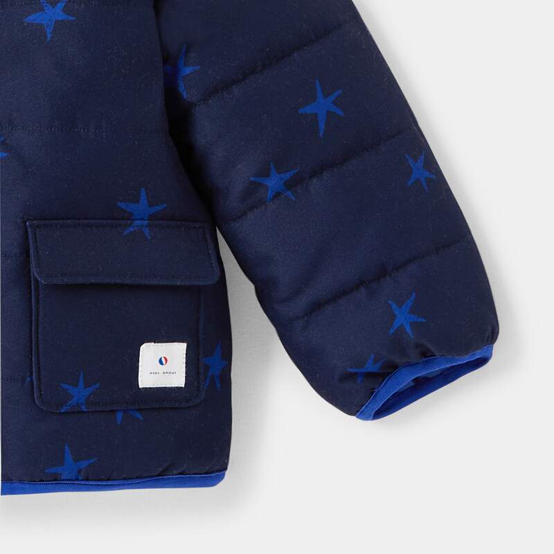Doudoune à capuche imprimé étoiles bleue bébé garçon Absorba