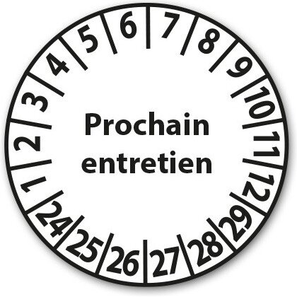 Pastilles - Calendrier entretien prochain - 25 mm - 25 ex
