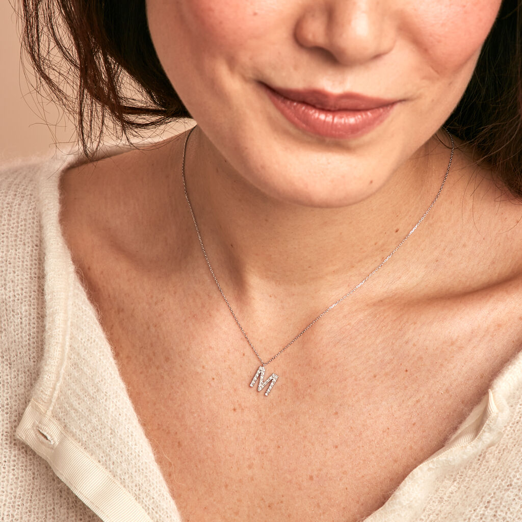 Collier Oran Or Blanc Diamant