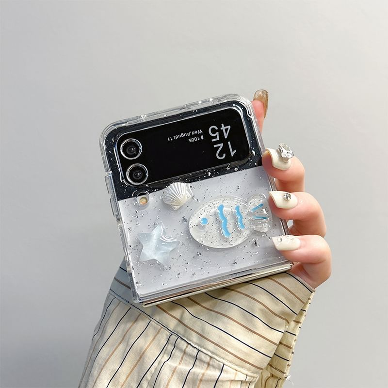Mobby - Vis Schelp Transparant Telefoonhoesje - Samsung Flip / Fold