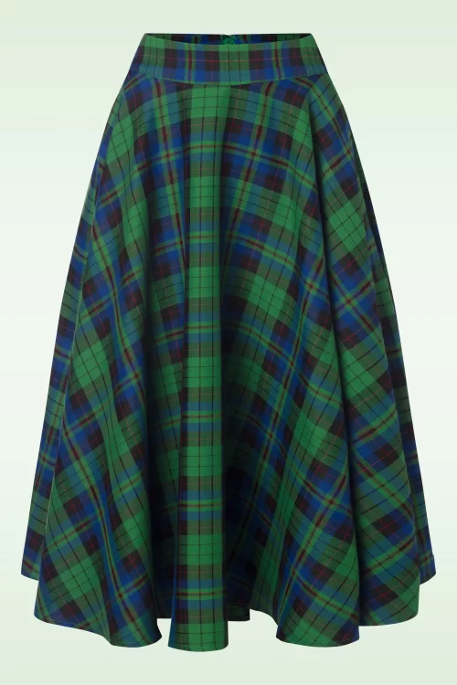 Banned Retro Winter Check swing rok in groen
