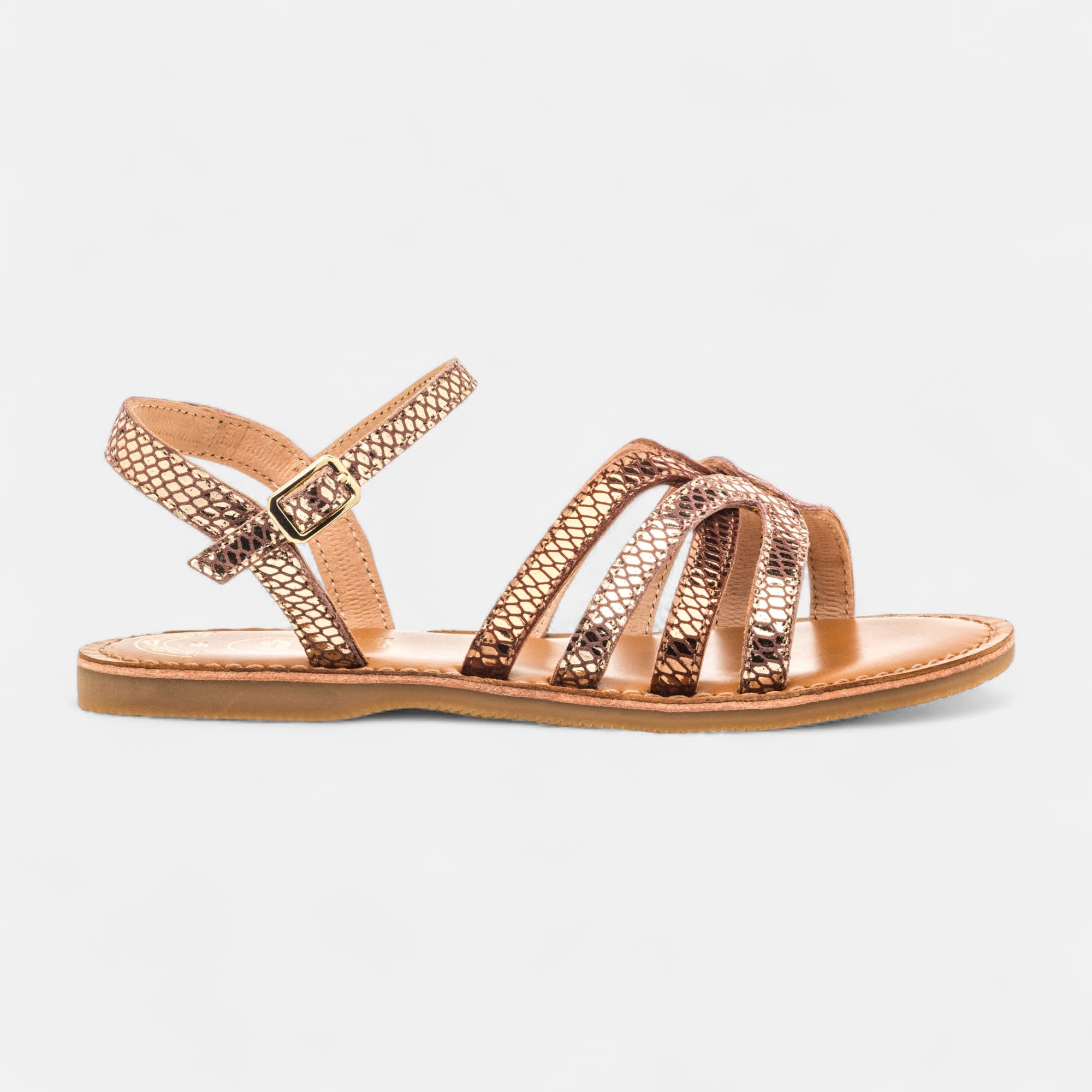 Nu-pieds Fille en cuir marron