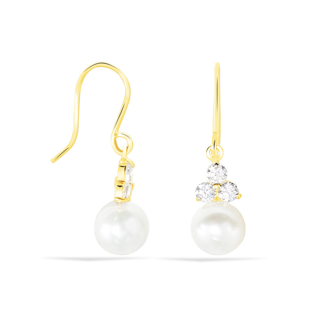 Boucles D'oreilles Pendantes Taissia Or Jaune Perle De Culture