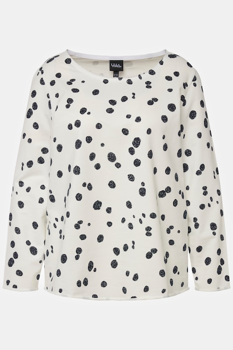 Sweatshirt, Punkte, offenkantig, Rundhals, Langarm