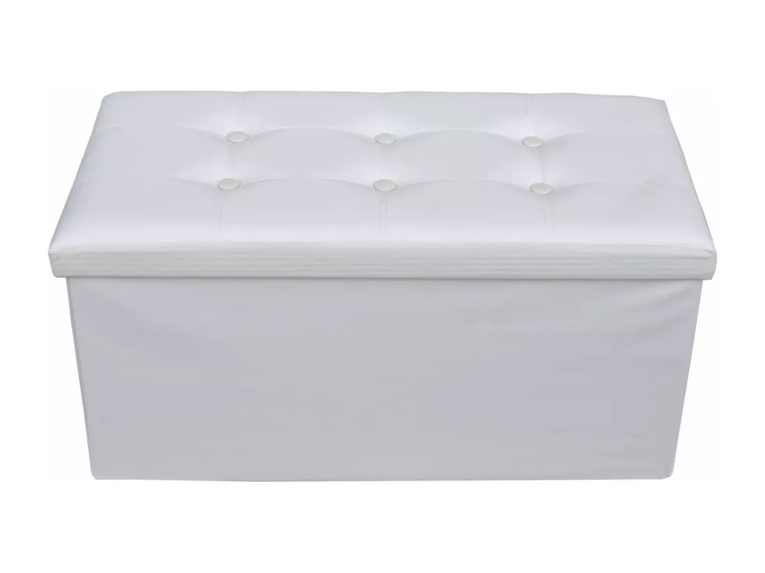 Mobili Rebecca Pouf Coffre de rangement Banc Rectangle Blanc Stokage 38x76x38