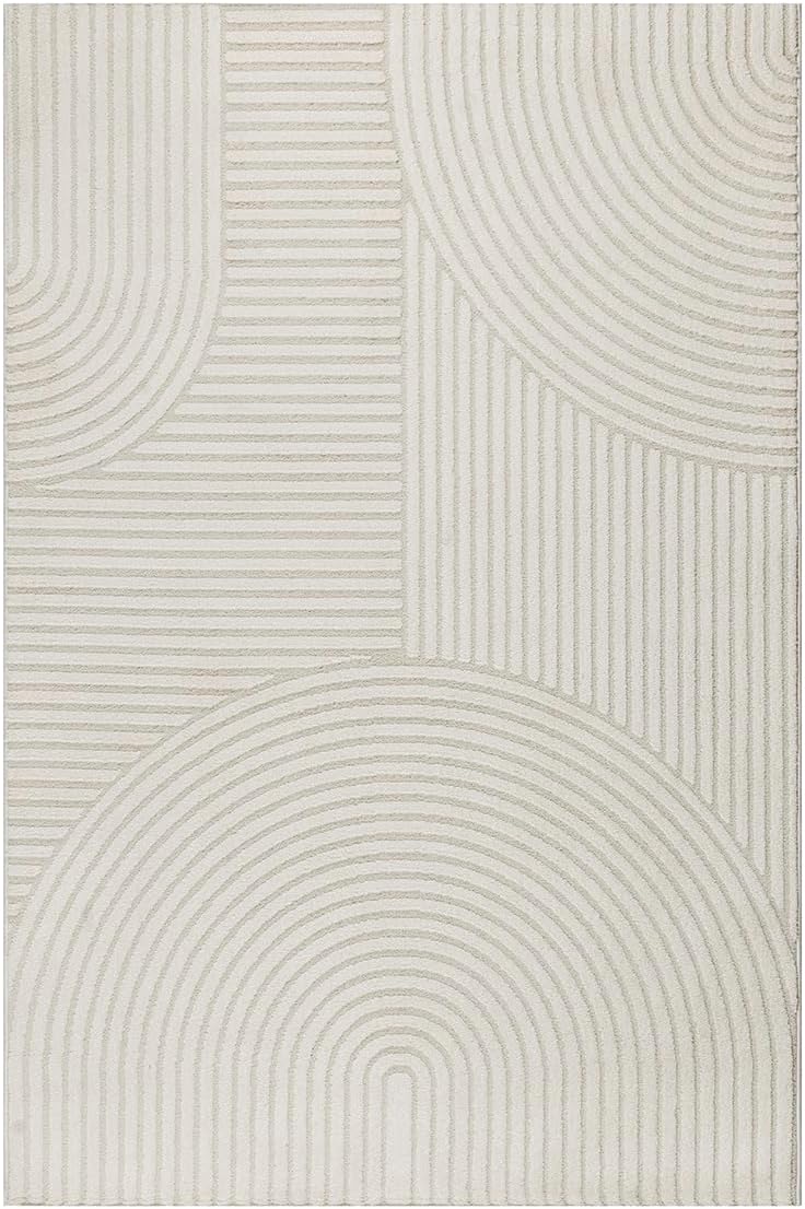 the carpet Everest - Moderner Kurzflor Teppich Hoch-Tief-Struktur, 3D-Effekt, weiche Oberfläche und hohe Flordichte, ideal für Wohnzimmer & Schlafzimmer, Creme, 200 x 290 cm