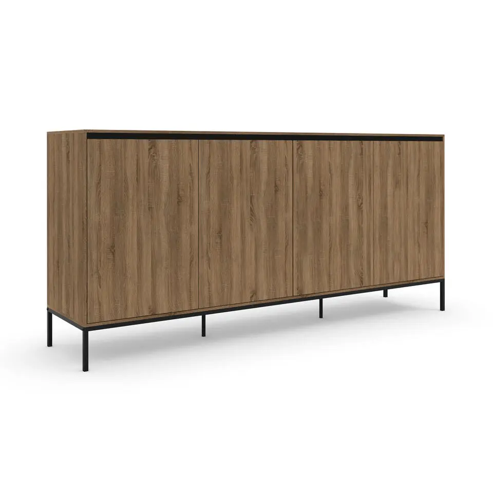Bari - Dressoir met 4 deuren en eiken effect
