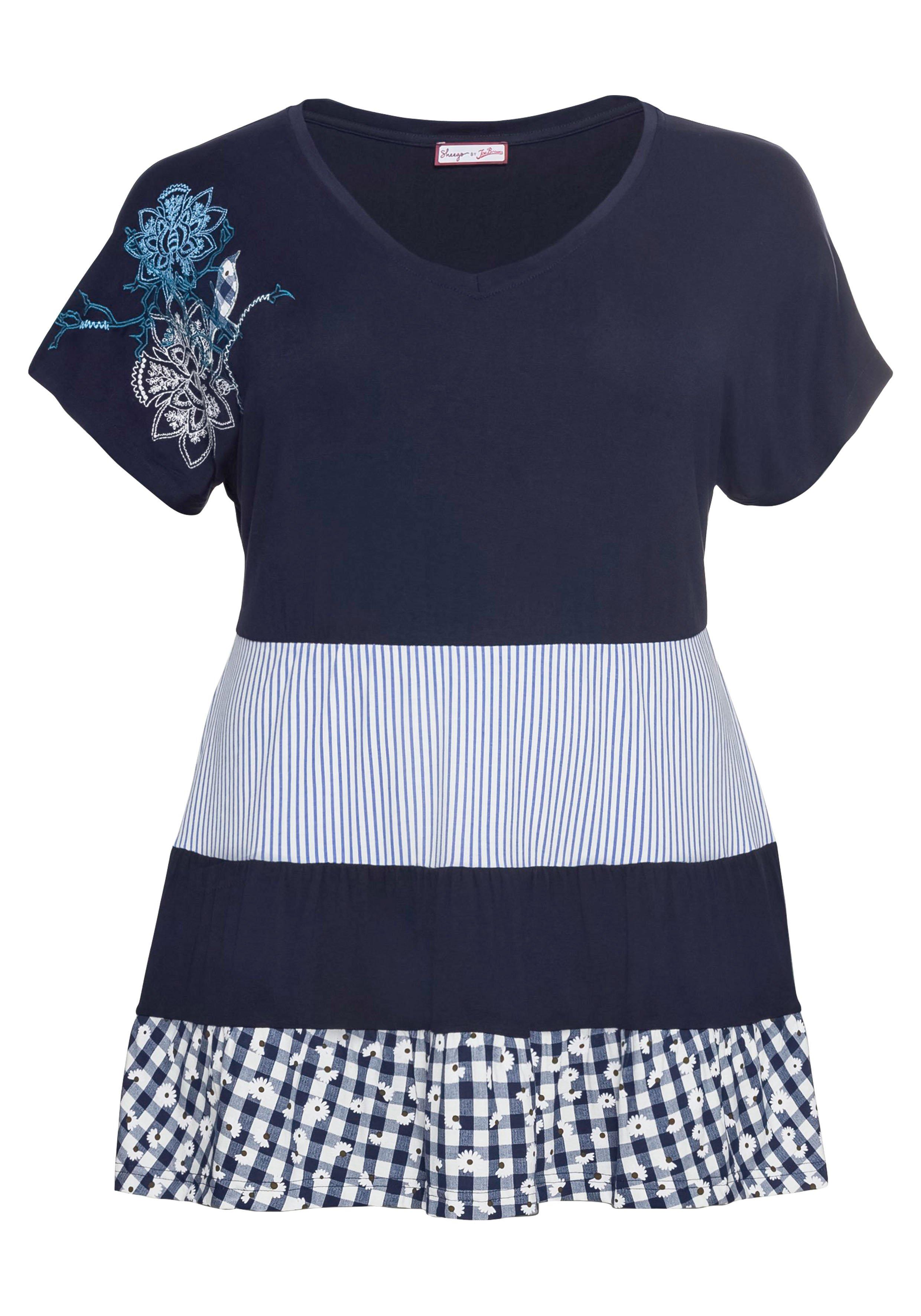 Longshirt mit Volants im Mustermix
