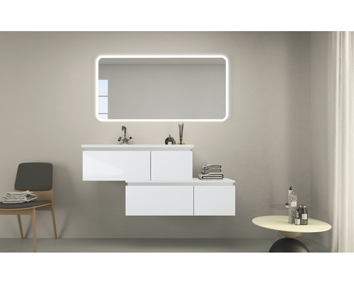 LED-spiegel 120cm met C-randen en spiegelverwarming