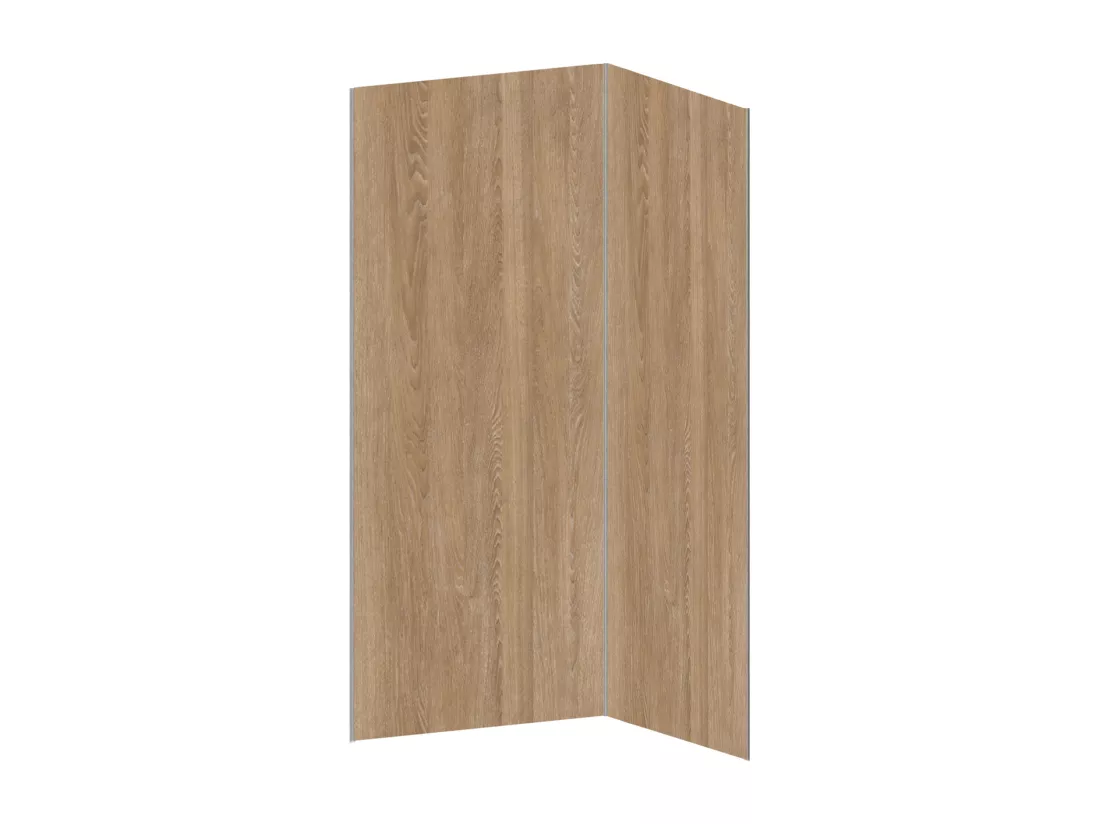 Lot de 2 panneaux muraux de douche effet bois en aluminium avec profilés - L90 x L120 x H210 cm - ENEKO