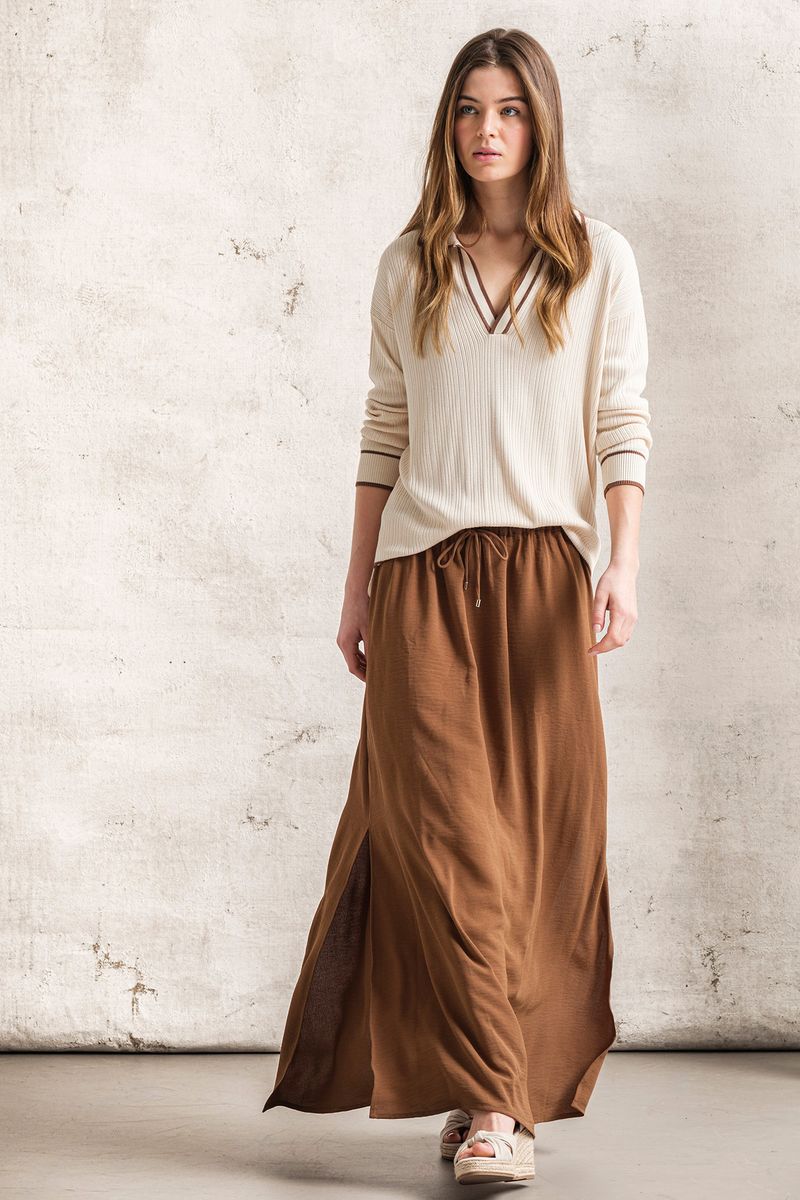 CAMISOLA DE MALHA COM GOLA DE POLO
