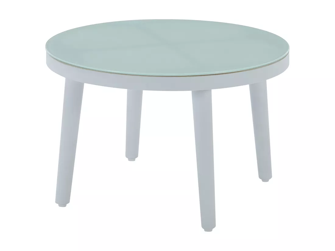 Salon de jardin en aluminium : canapé 2 places, 2 fauteuils et 2 tables basses - Blanc - KUTO de MYLIA