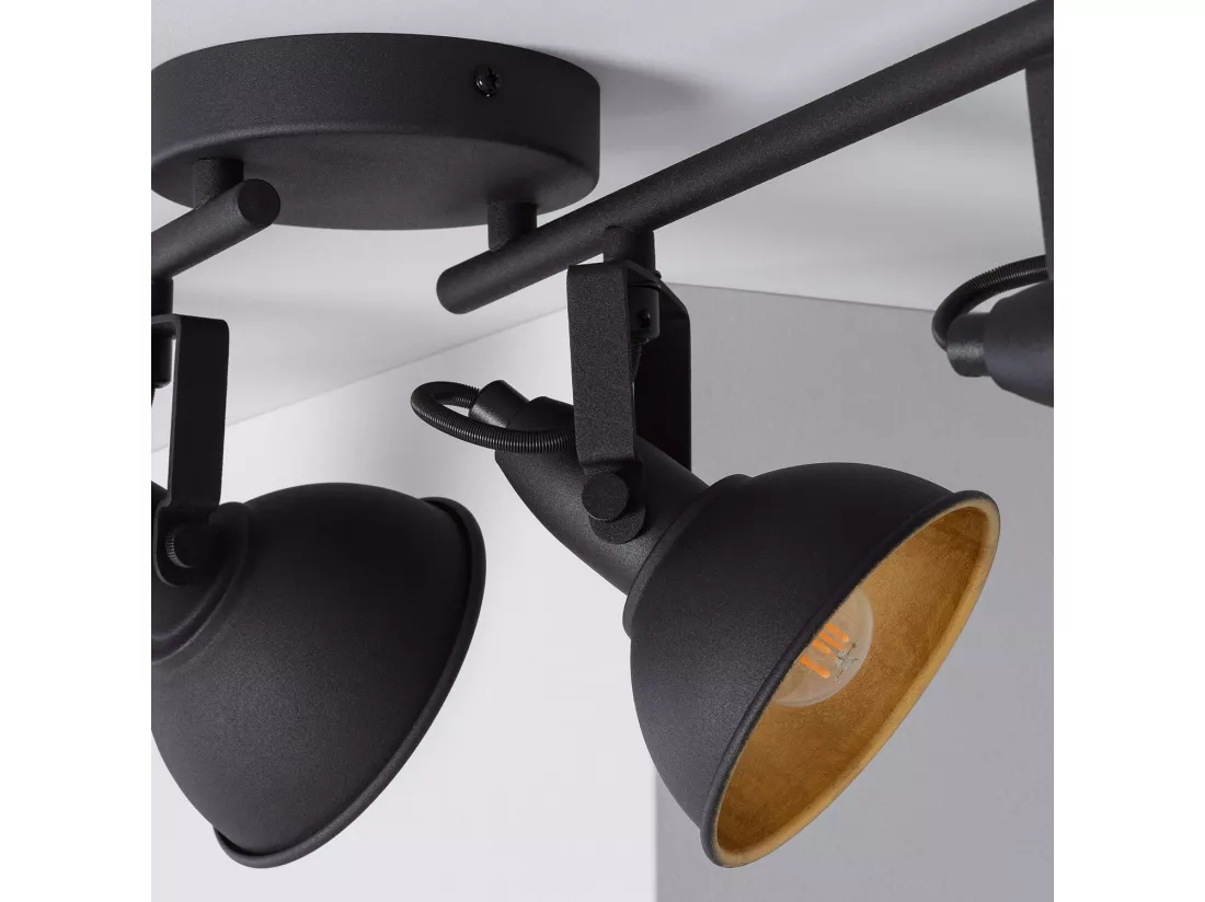 Plafonnier Orientable Aluminium Emer 4 Spots Noir Noir