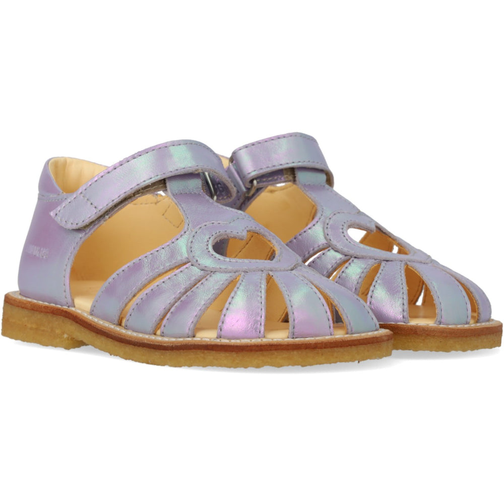Køb Angulus Iridescent Lilac Shine Hjertesandal Med Velcrolukning