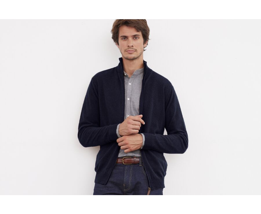 Gilet zippé homme laine Navy - KANTY