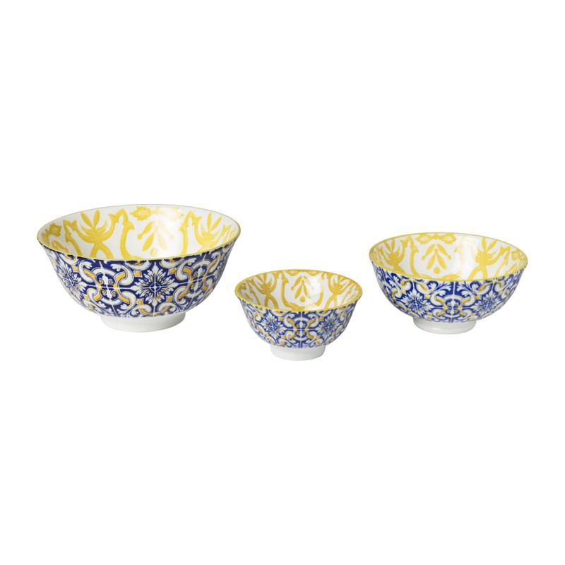 Schaaltje Nour - blauw/geel - ø15.8x7.3 cm
