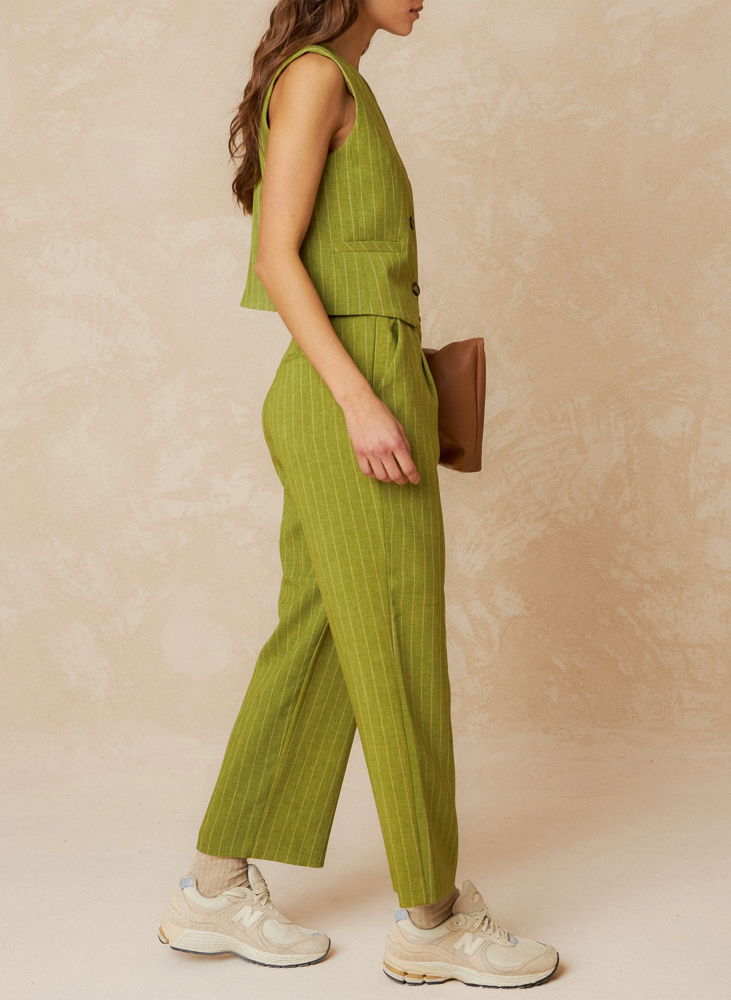 JARED - Pantalon à pinces à rayures | Vert