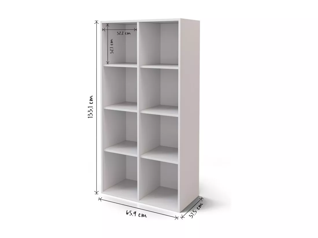 Meuble de rangement 8 cases panneaux de fibres blanc KENAN
