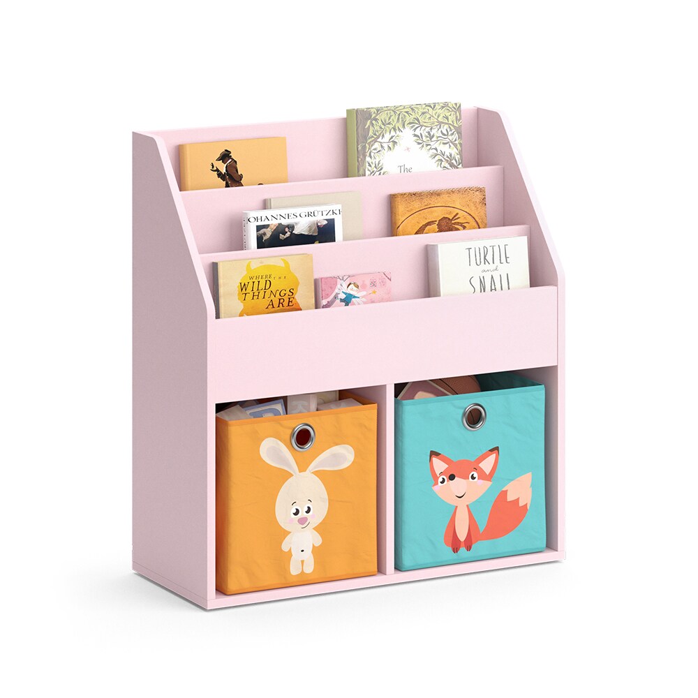 Vicco Kinderbücherregal Luigi 72 x 79 cm, Rosa, Kinderzimmerregal, mit Faltboxen