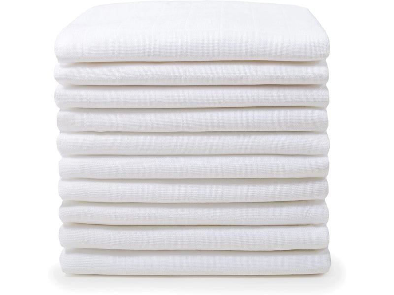 MAKIAN Moltontuch 8-er Set 80 x 80 cm, Weiss Mulltücher Set