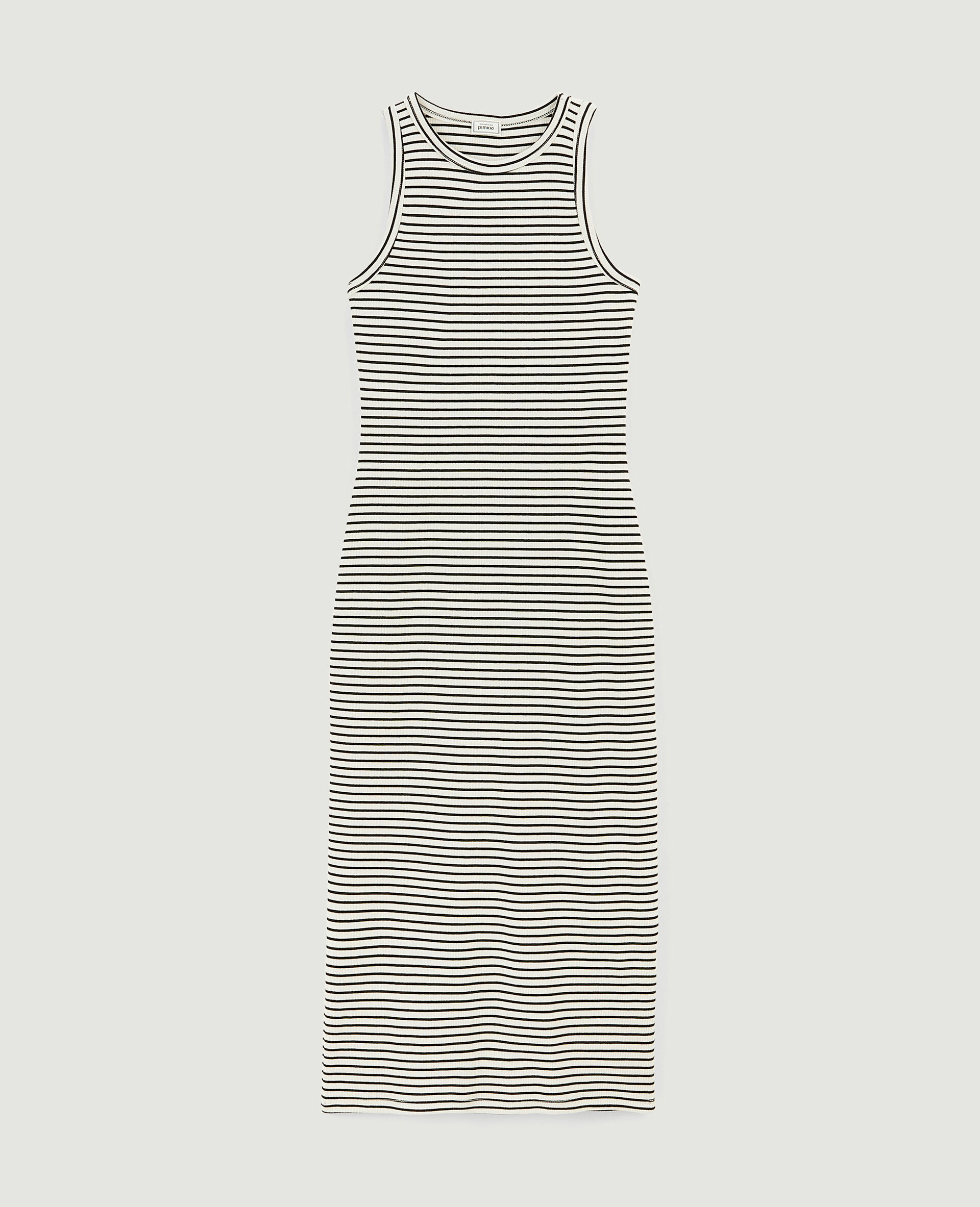 Robe débardeur maille côtelée rayée - Blanc