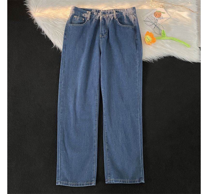 Filmas - High-Waist Washed Straight-Cut Jeans