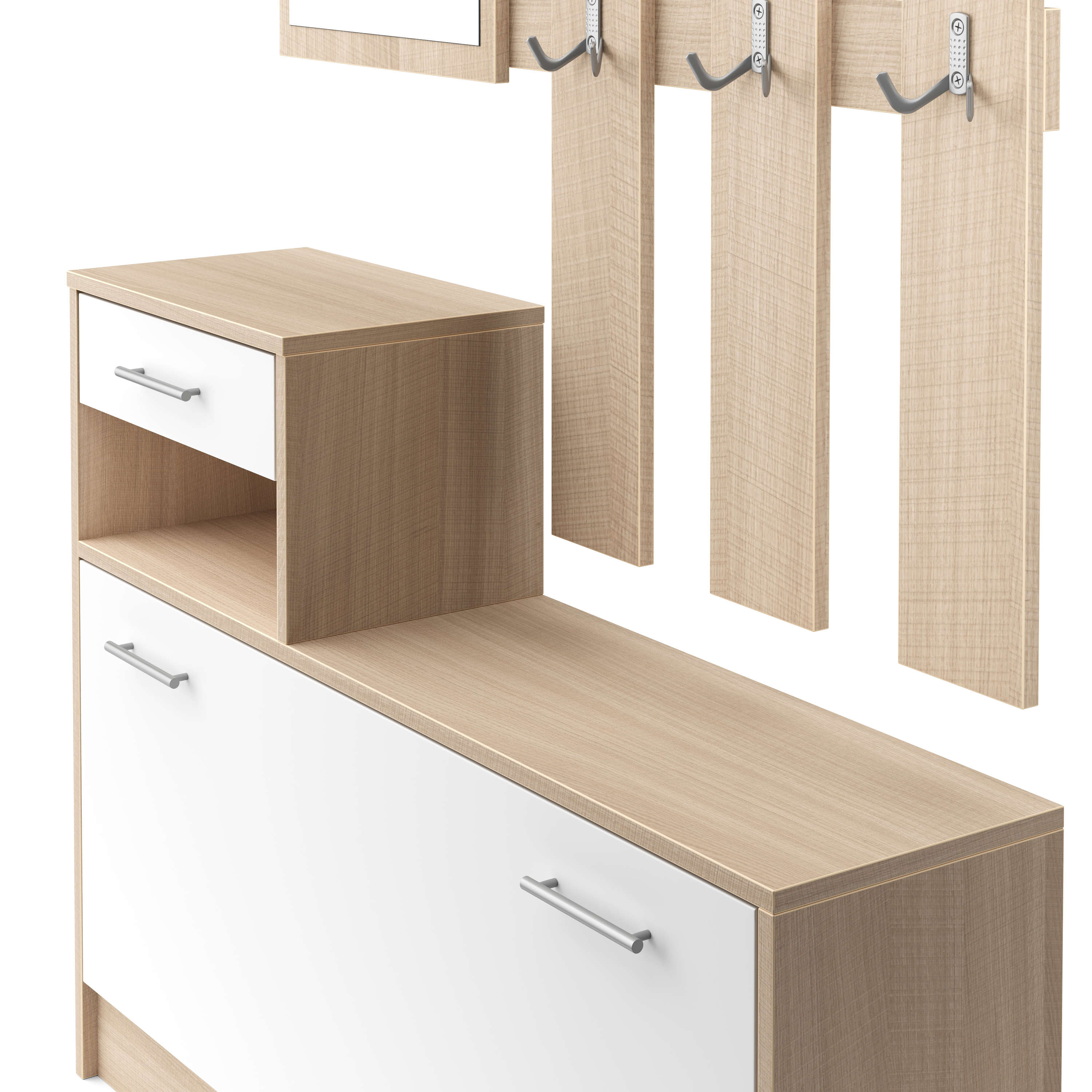 Garderobe Set EVEREST 2-teilig weiss/natur