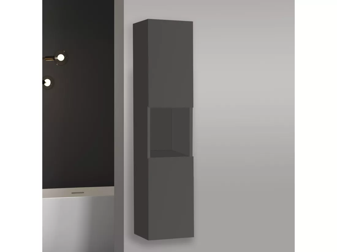 Meuble salle de bain anthracite meuble colonne salle de bain à suspendre 30x30x131.5(L*W*H)cm