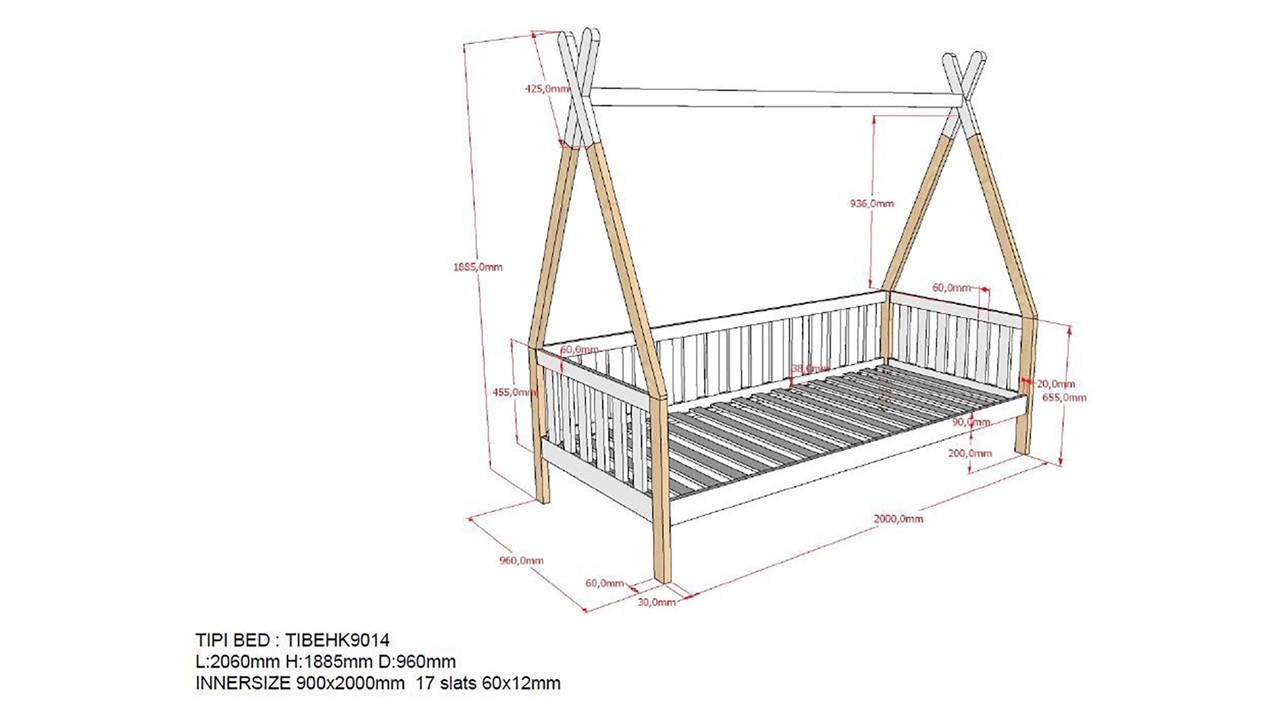 Bedbank Tipi wit