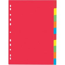 Intercalaires en carton, A4, 10 touches, 5 couleurs