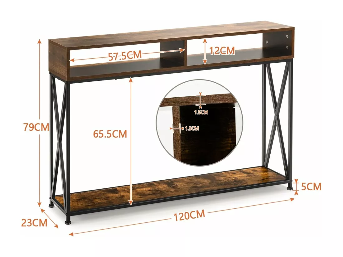 Table console de style industriel 120 x 23 x 79 cm