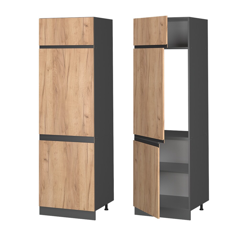 Vicco Kühlumbauschrank Küchenschrank Küchenmöbel R-Line J-Shape Anthrazit Eiche 60 cm modern