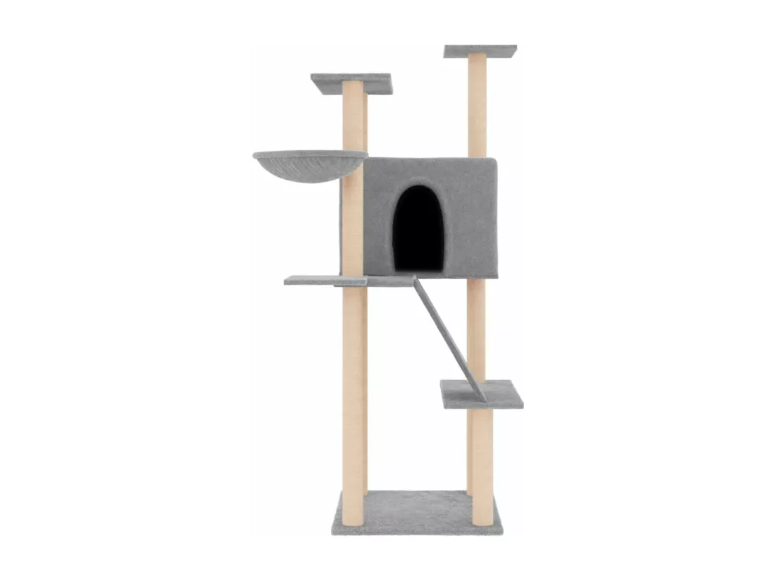 Arbre à chat avec griffoirs en sisal gris clair 143 cm