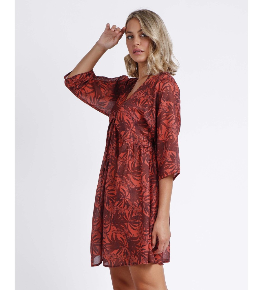 Vestido Admas Sunset Palm, vermelho acobreado