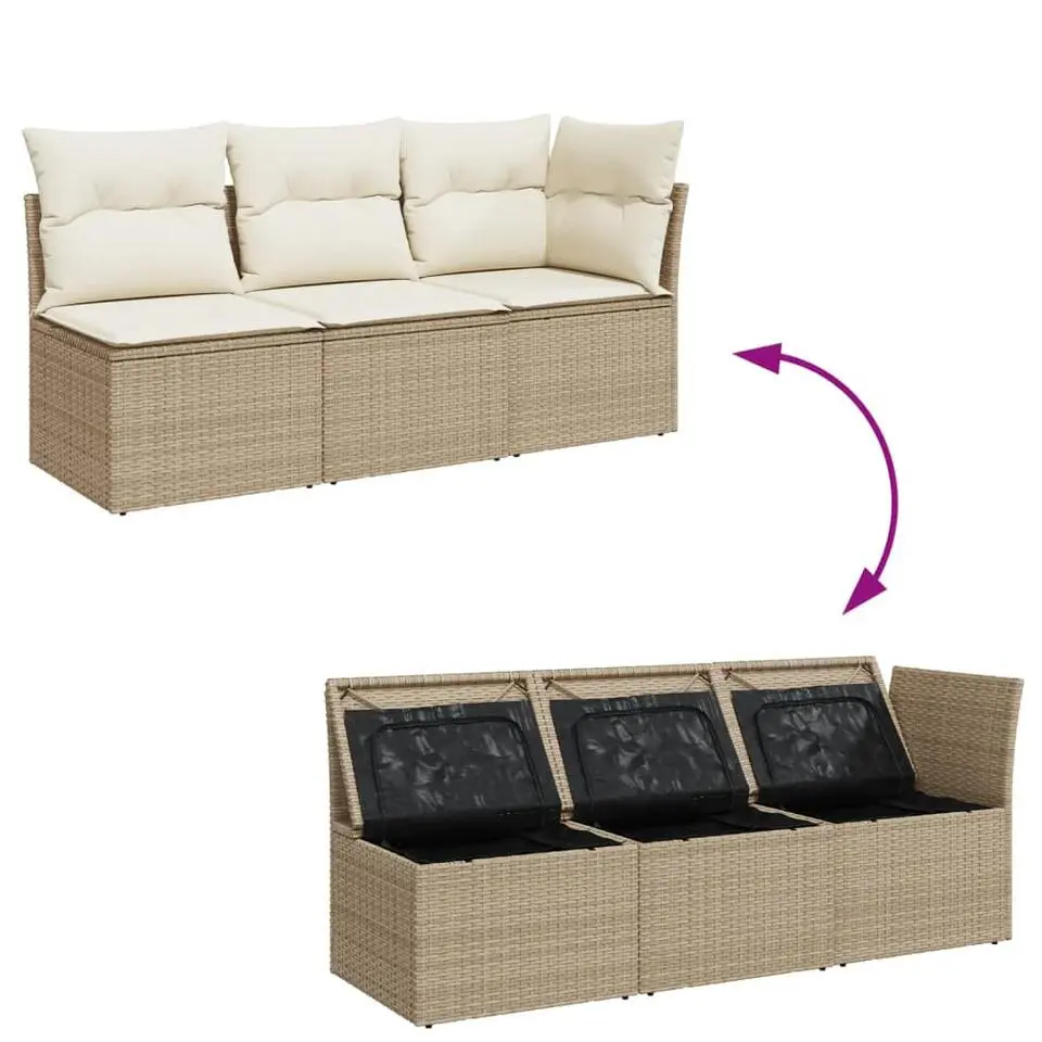 vidaXL - Tuinbank - Beige - Poly rattan