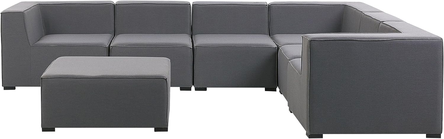Beliani Luxuriöses 7-teiliges Outdoor Lounge Set grau Polsterbezug linksseitig Arezzo