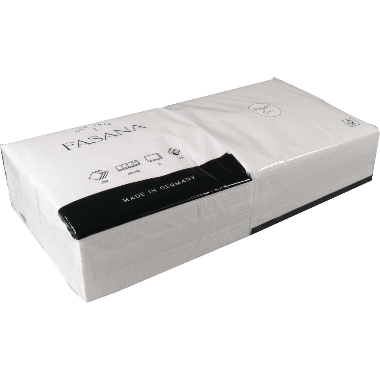 Servet, 1/8 vouw, 2-laags, 40x40cm, cellulose, wit