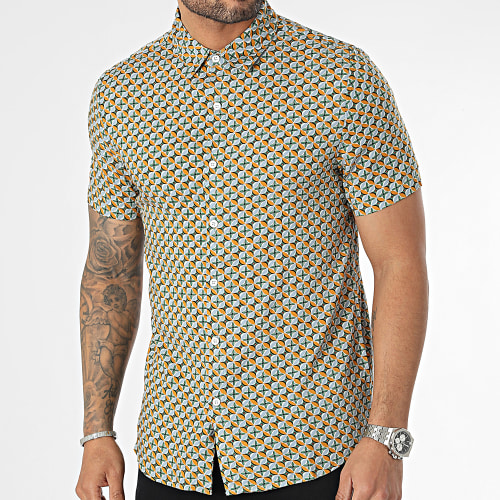 Chemise Manches Courtes Vert Beige
