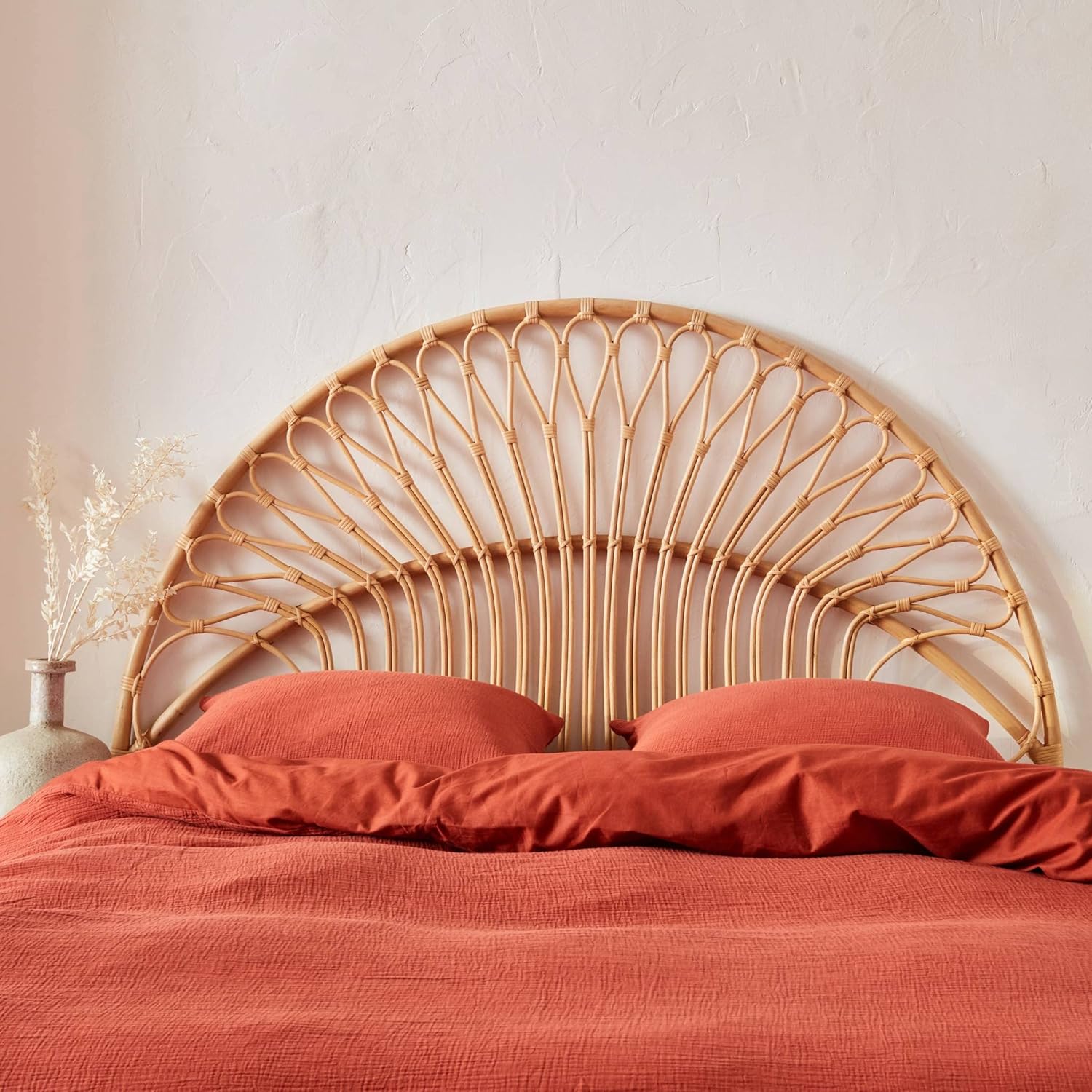 Kopfteil aus Rattan Natur passend für Betten mit einer Breite von 160 cm, B 160 x T 3 x H 130 cm