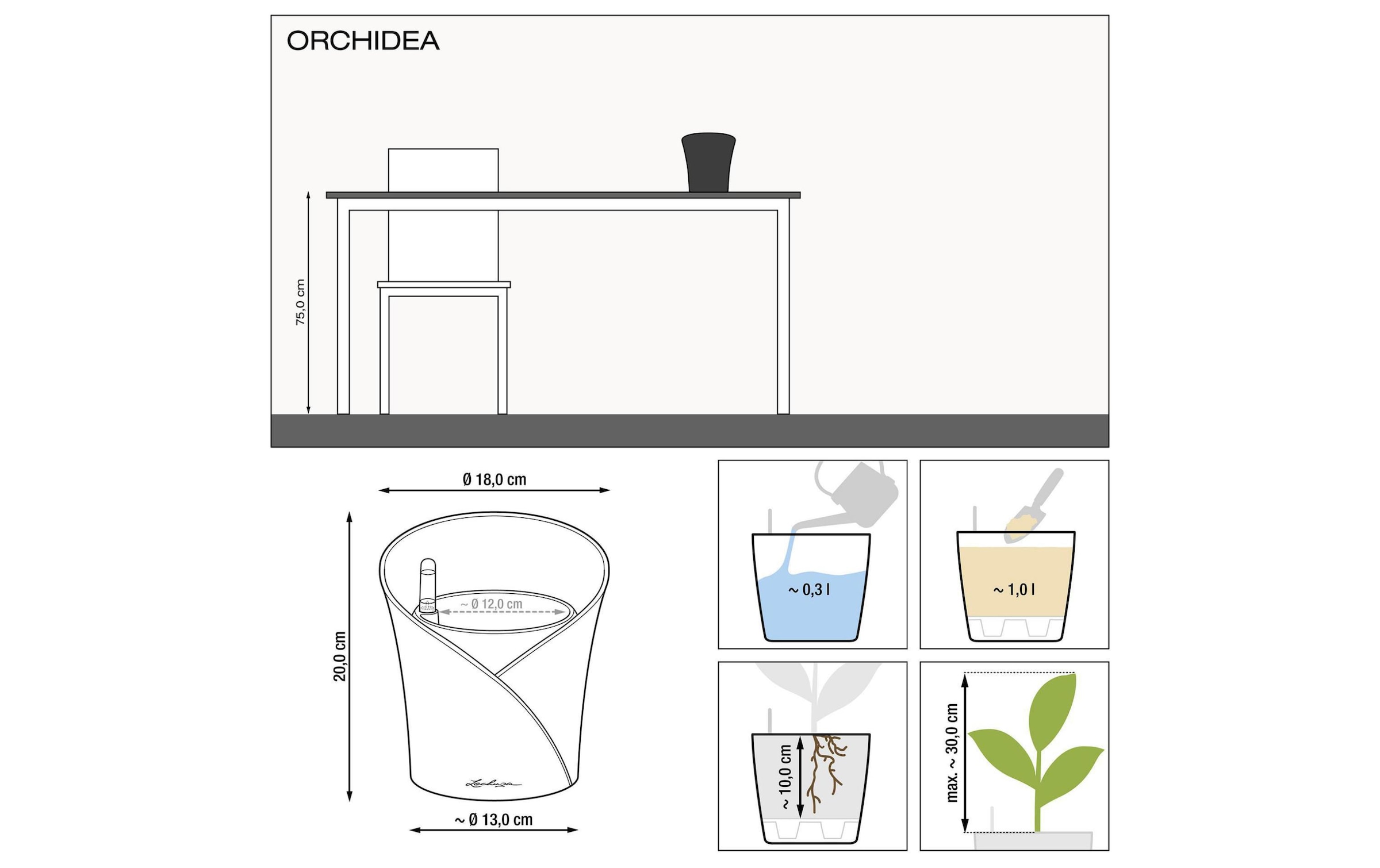 Blumentopf »Lechuza Blumentopf ORCHIDEA Schwarz« Material: Polypropylen