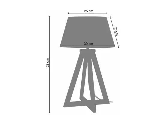 Lampe de chevet pyramide bois naturel,blanc 52 cm.