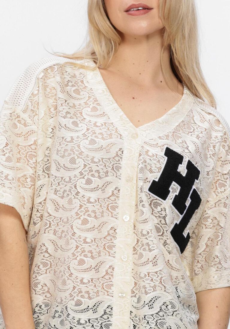 beige haute l'amitié top court lace tee