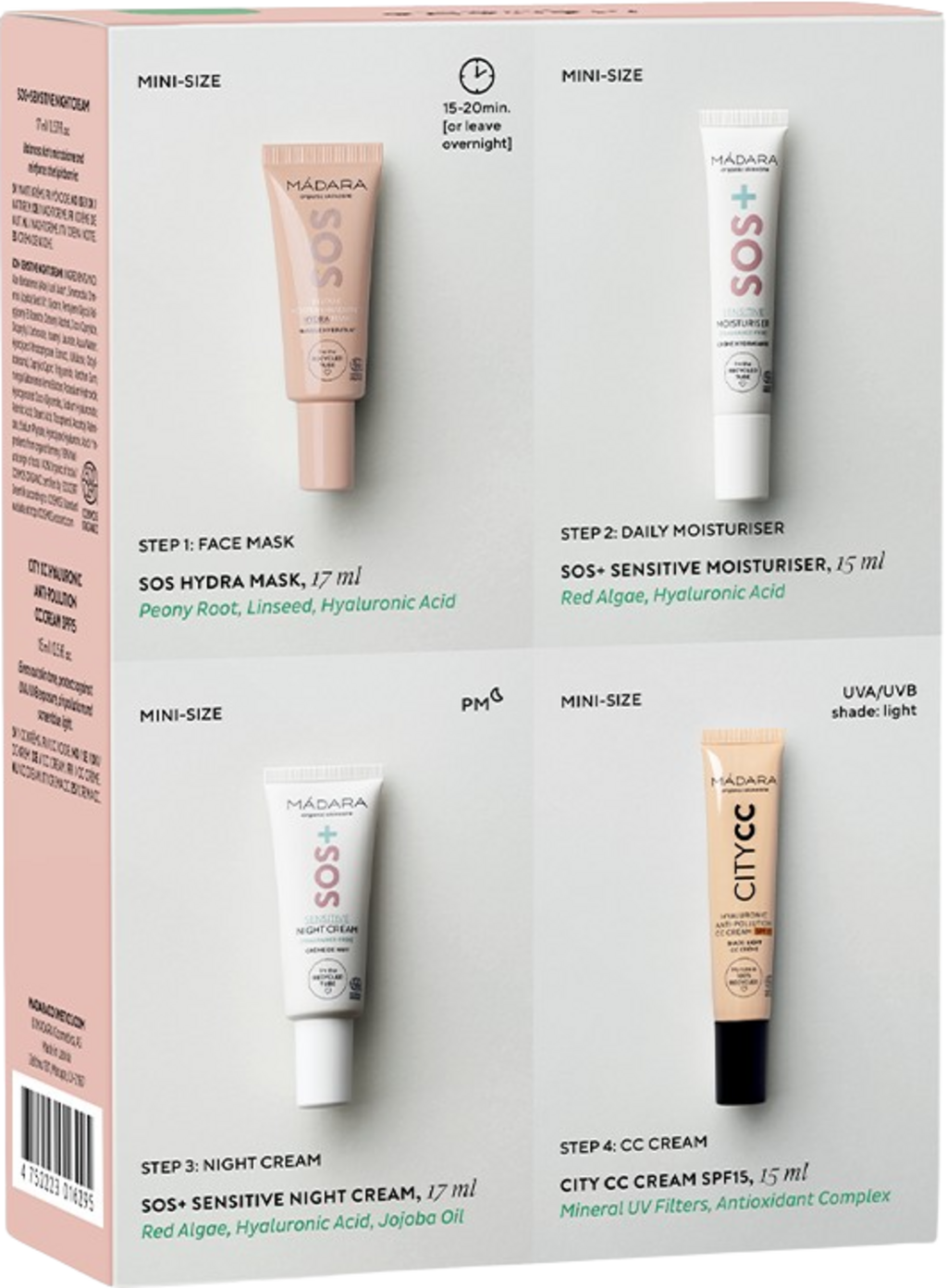 MÁDARA Organic Skincare  SOS CARE 4-Step Skin-Soothing Routine Set, Light
