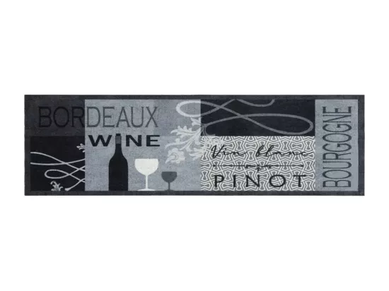 Tapis de cuisine lavable imprimé Wine gris 45x150 cm