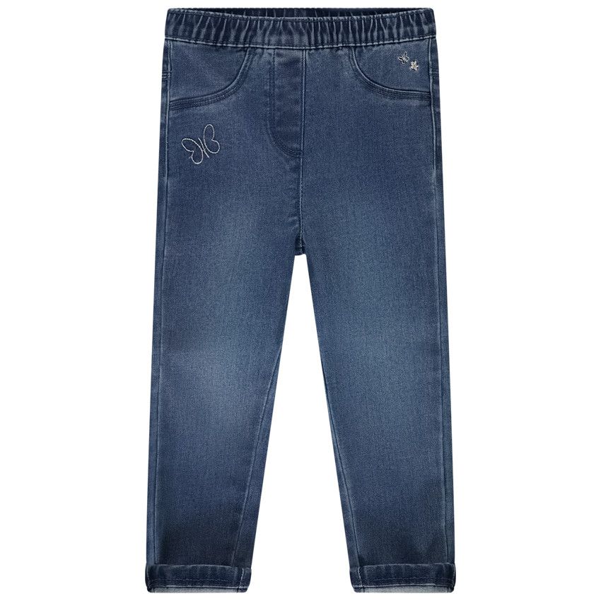 Jegging effet jean avec broderies pour bébé fille - Bleu moyen