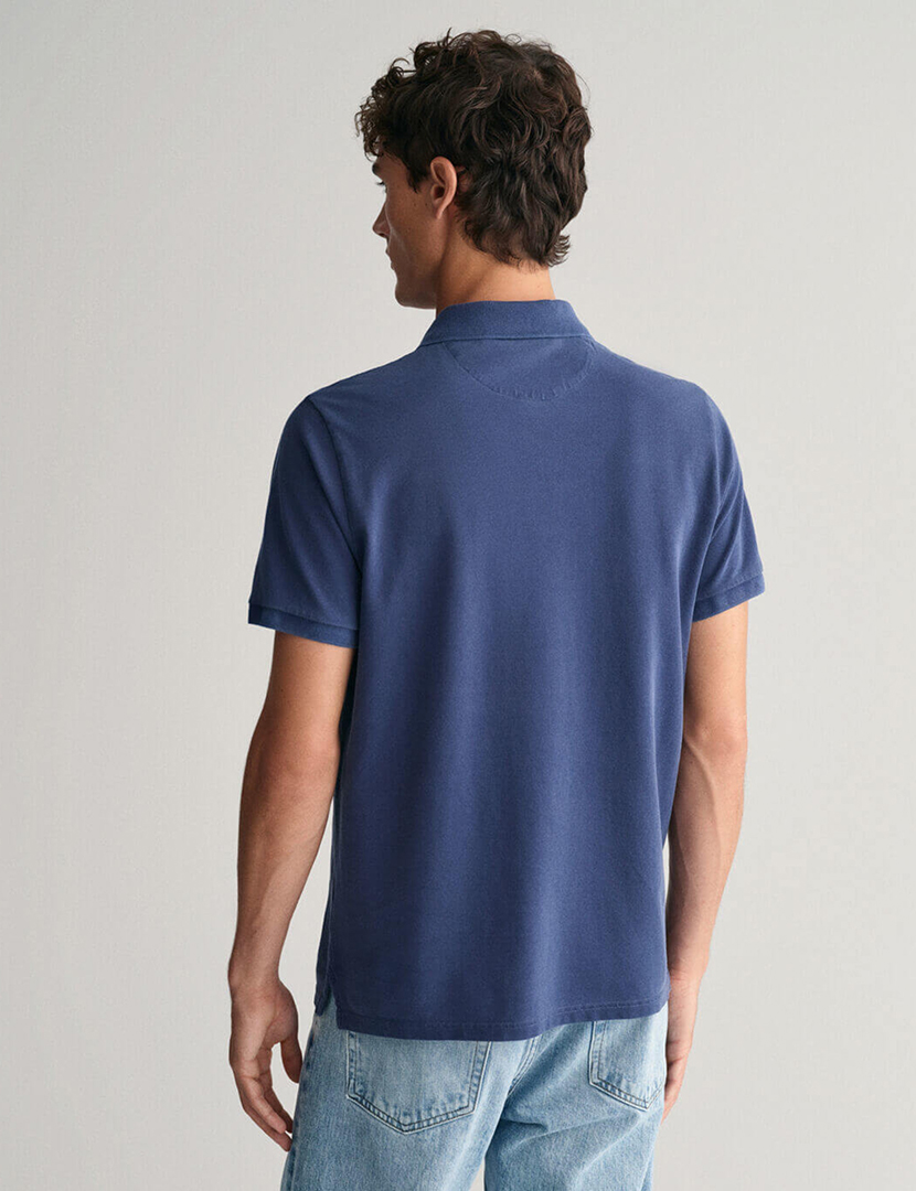 Regular Fit Sunfaded Piqué Polo Blue