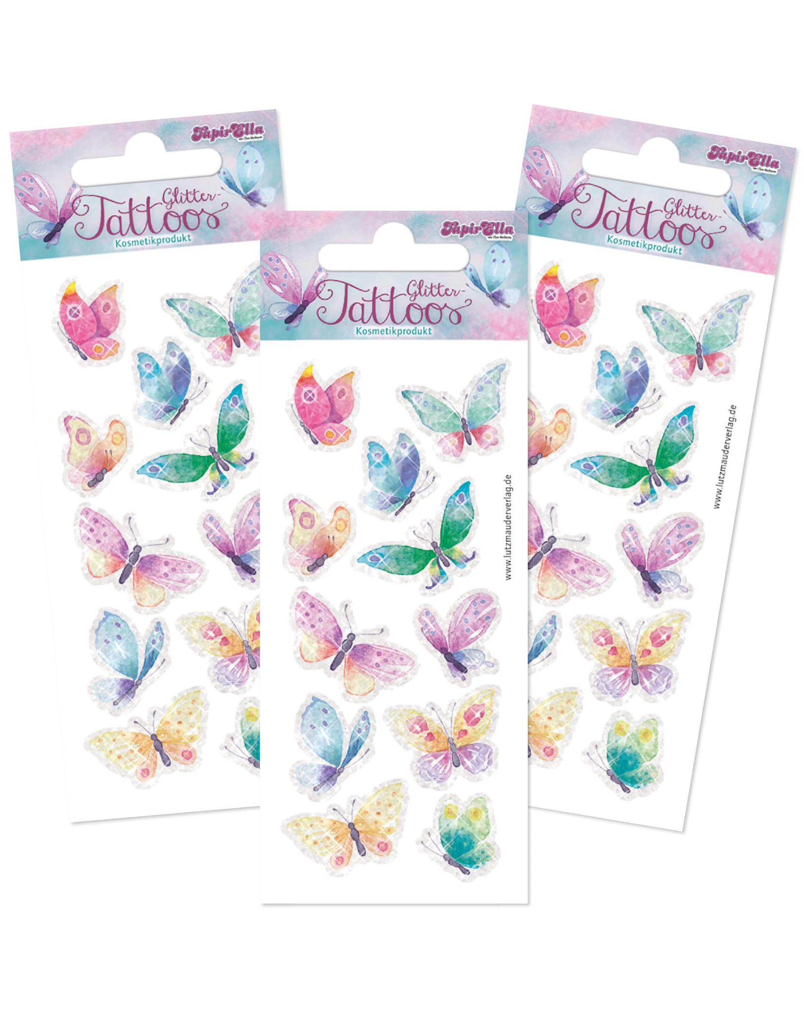 Tattooset TAPIRELLA SCHMETTERLINGE GLITTER 3-teilig