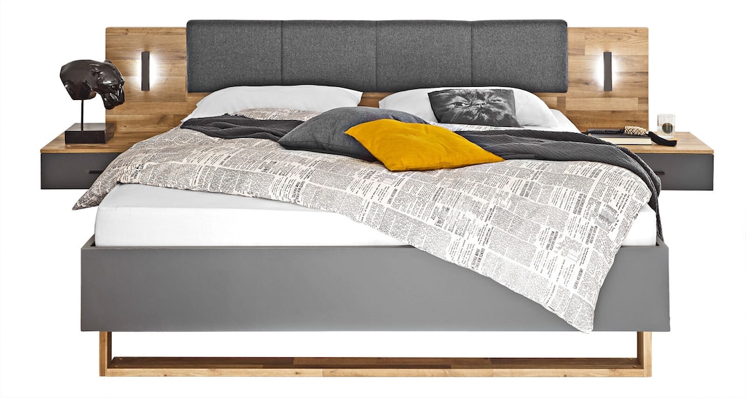 Bettanlage Rivoli Montana Oak-Optik/Graphit 180 x 200 cm